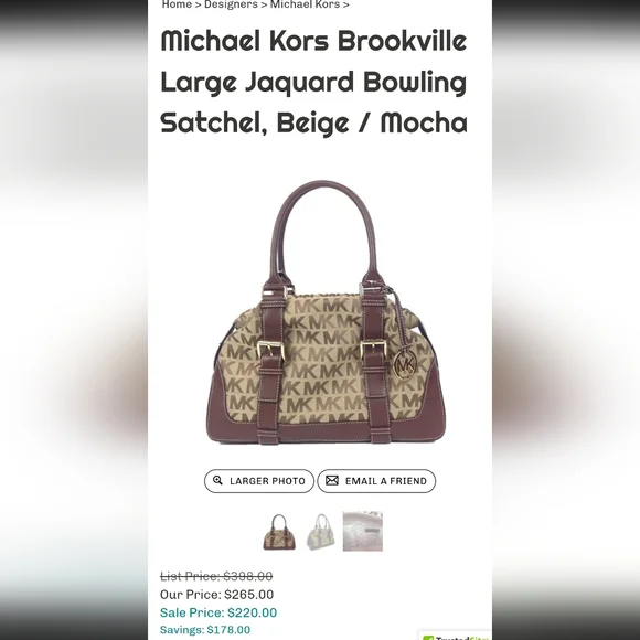 Michael Kors beige and brown logo leather handbag - Picture 5 of 6